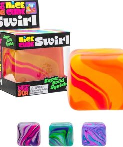 Schylling NeeDoh Nice Cube Swirl - Sensory Toy with a Super Solid Squish - Unique, Swirling Color Blend - Color May Vary (1 Per Pack)