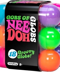 Schylling NeeDoh Teenie Gobs of Globs - Sensory Squeeze Toy - Contains 18 Mini Groovy Globs - 1.25" Wide - Multicolored