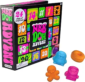 Schylling NeeDoh Squishmas Advent Calendar - 24 Mini Squeeze Toys - Christmas Countdown - Ages 3 to Adult