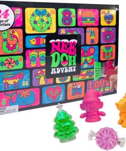 Schylling NeeDoh Advent Calendar - 24 Days of Sensory Surprises - Squishy Toys with Fun Shapes and Textures - Ages 3 and Up - Color May Vary; 24 NeeDoh Toys in One Calendar