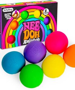 Schylling NeeDoh Rainboh Teenie - Sensory Squeeze Toy - Contains 6 Mini Groovy Globs - 1.5" Wide - Multicolored