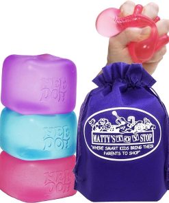 Nice Cube Translucent NeeDoh...Groovy Glob! Squishy, Squeezy, Popping, Stretchy Stress Fidget Cubes Complete Gift Set Party Bundle with Storage Bag - 3 Pack (Purple, Pink & Blue)
